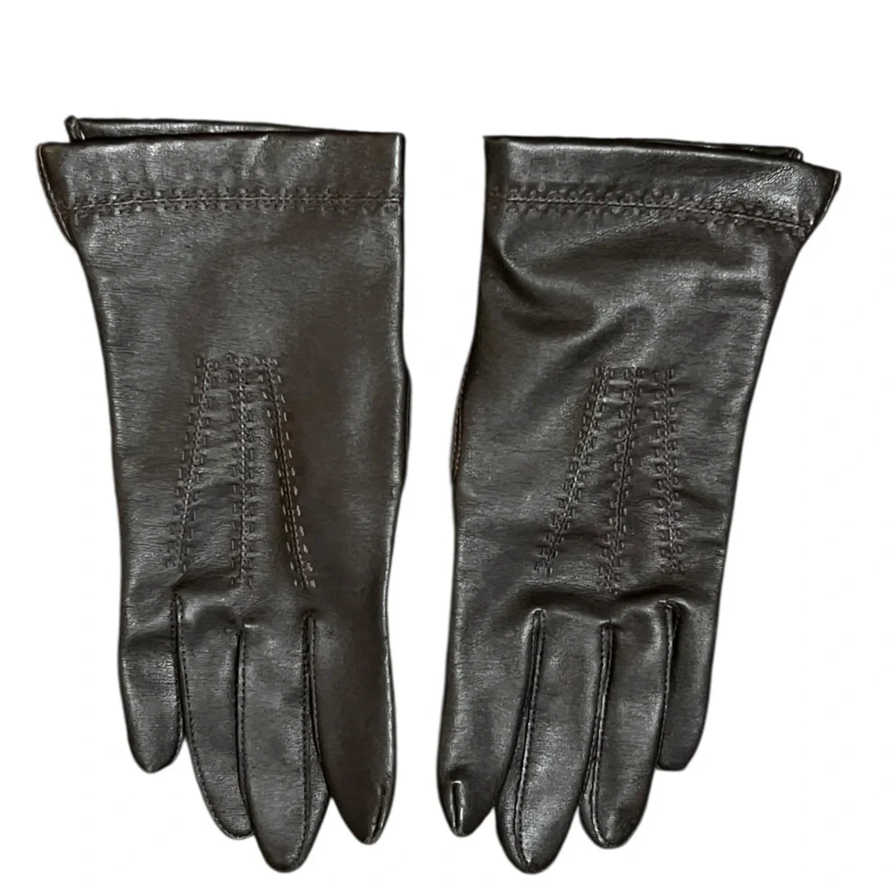 Vintage Brown Leather Gloves Women